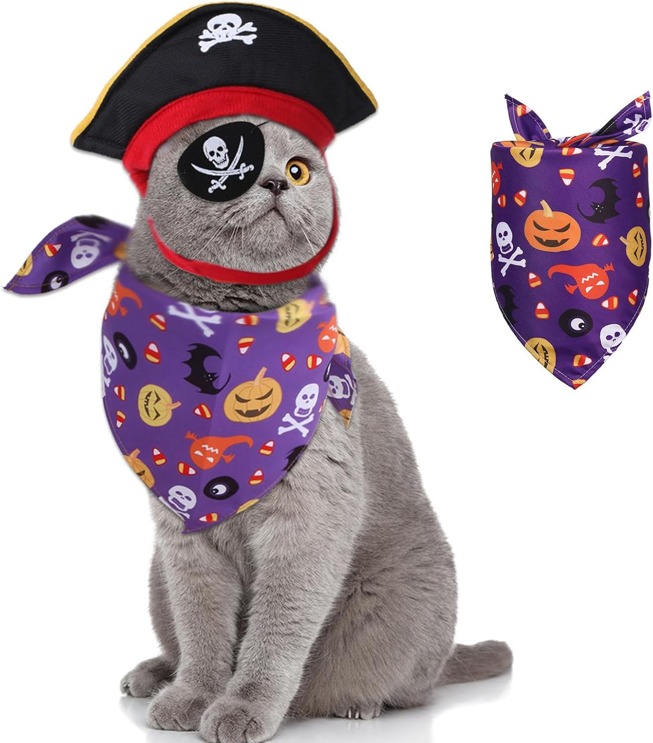 RTRTGS Pack of 3 Halloween Dog Scarf, Pet Scarf, Dog Scarf, Washable Triangular Dog Scarf, Ghost Pattern Pet Scarf for Halloween and Thanksgiving (M:65 X 42 X 42 Cm) image number 3