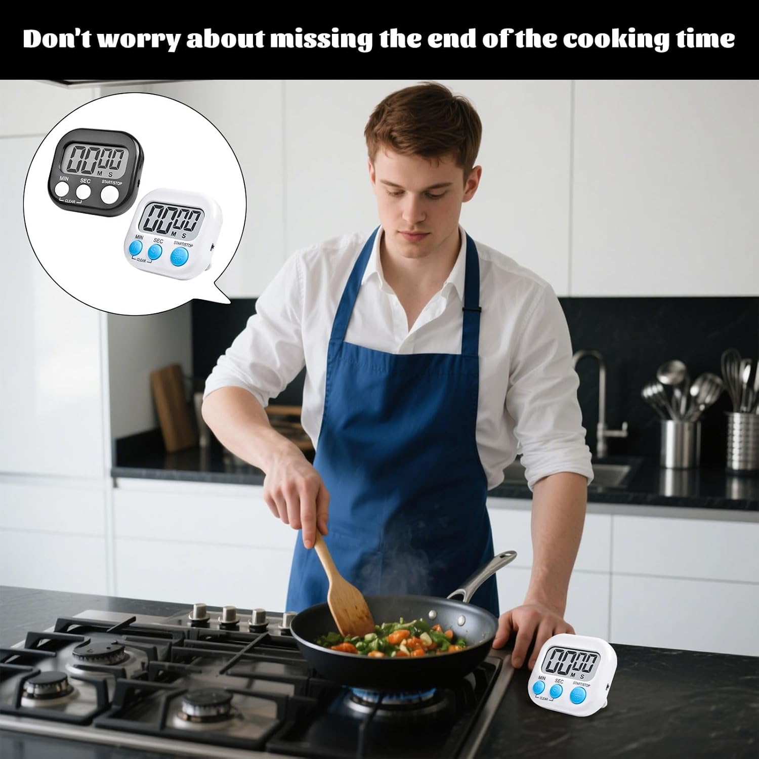 Kitchen Timer, 2Pcs Shower Timer, Stylish Digital Timer, Magnetic Visual Countdown Timers, Suitable for Kitchen, Study, Work, Exercise Training, Outdoor Activities (Not Including Battery) image number 5