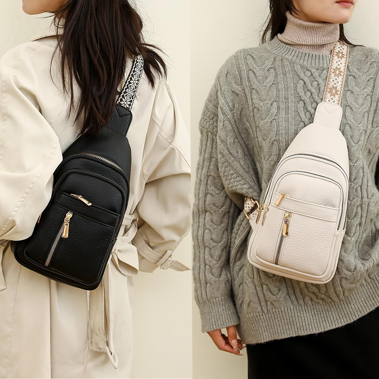 Wbougisay Crossbody Bag - Anti-Theft Embroidery Solid Color Crossbody Bag for Daily Travel - Black image number 6