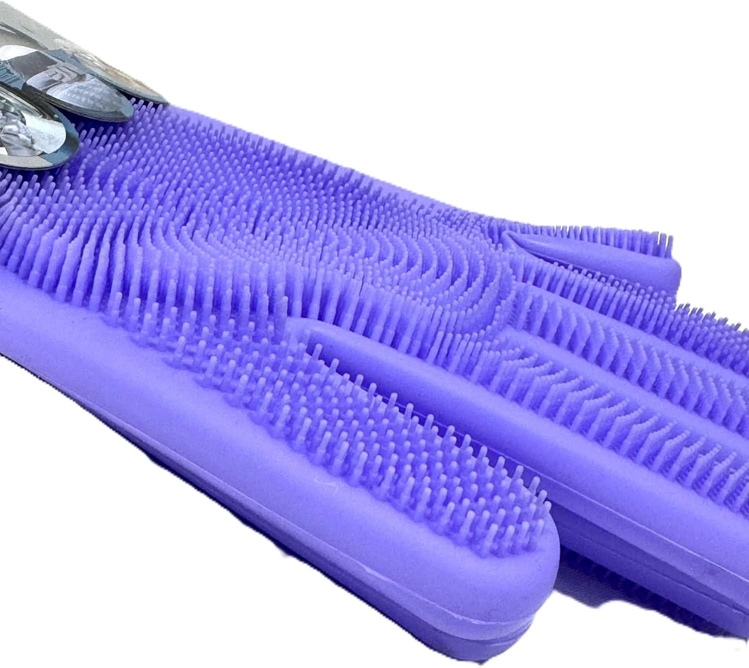 LYLAC 1PAIR Silicone Cleaning Gloves with Scrubbing Bristles,35X12.6Cm,3 COLS image number 4