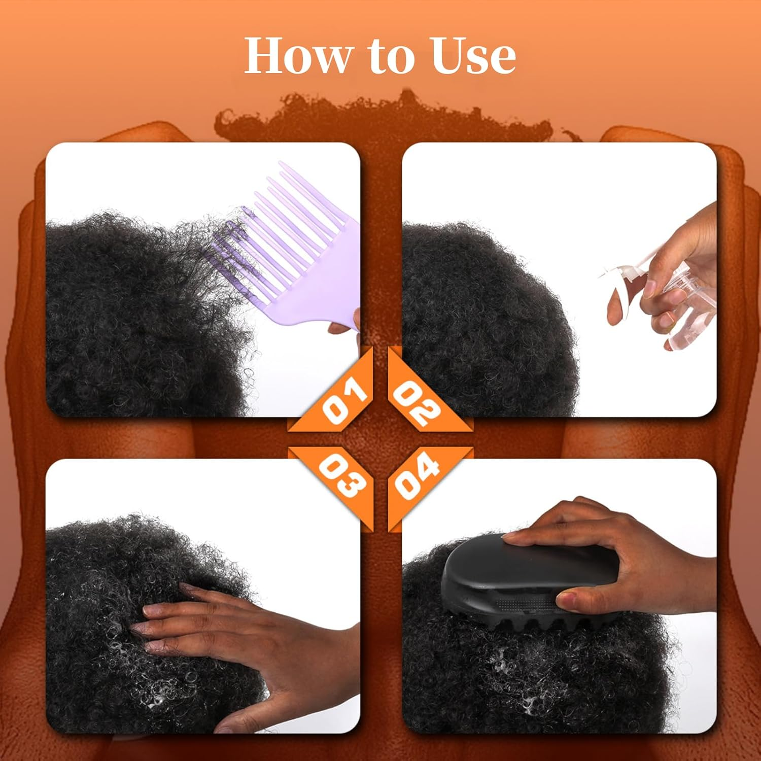 Diyeeni Afro Curls Hair Brush, Rubber Twist Curling Hair Brush, Washable Wave Tool Dirty Braided Curly for Barbers and Daily Use, Black image number 3