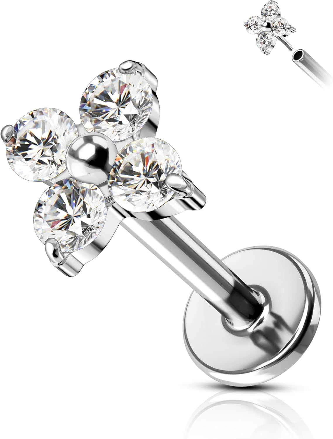 COCHARM F136 Titanium Hypoallergenic Helix Cartilage Tragus Piercing Jewellery 16G Threadless Cartilage Labret Bar 6Mm 8Mm Conch Bar Push Pin