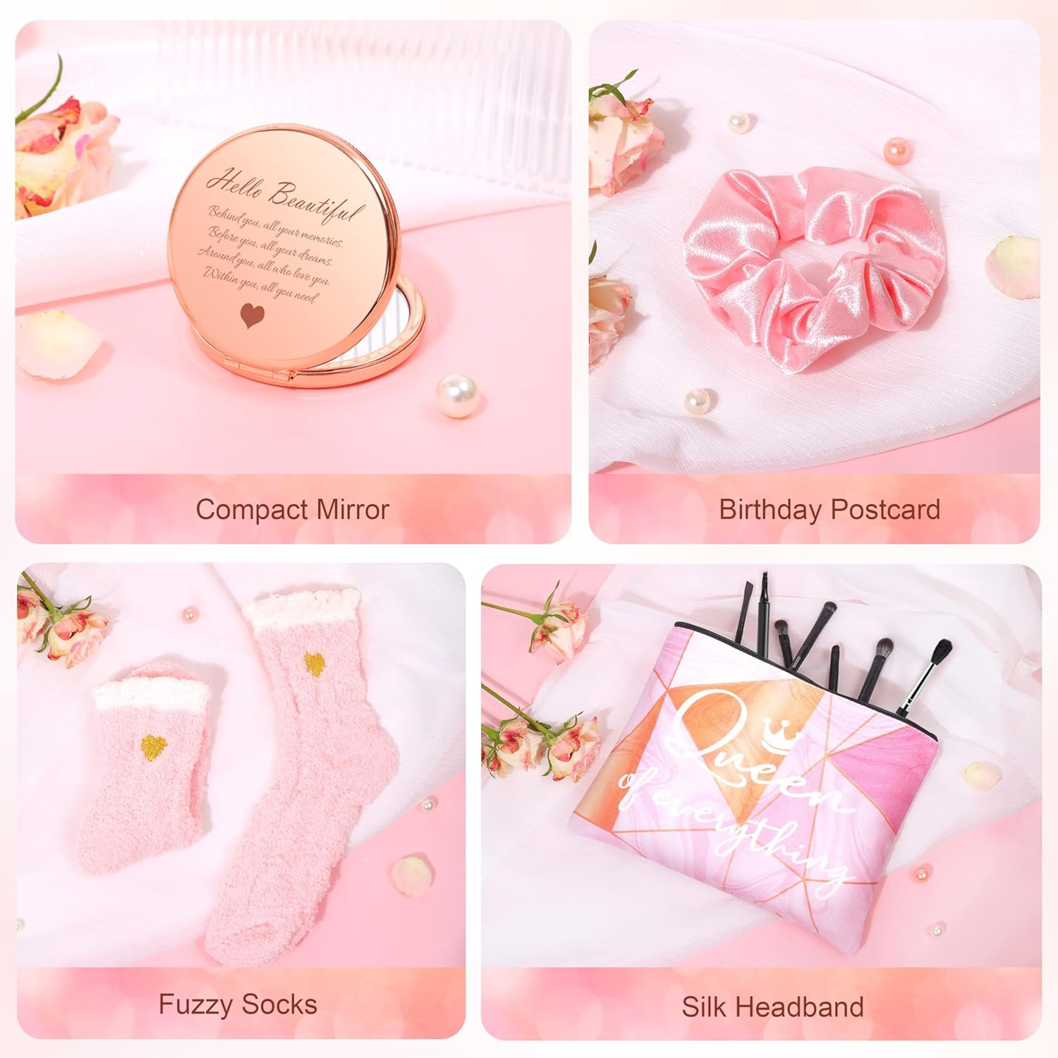 Happy Birthday Spa Gift Baskets W/14 OZ Ceramic Marble Mug Makeup Bag Care Package for Mom Wife Sister Best Friend Her Daughter image number 4