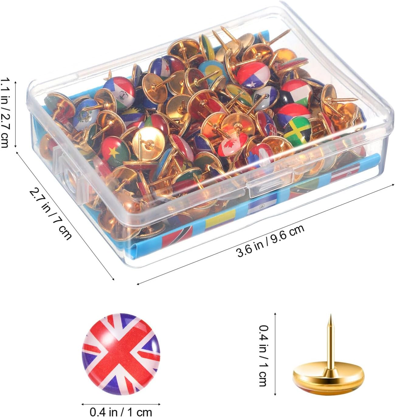 SEWACC 200Pcs National Flag Pins Thumb Tacks Country Map Push Pin Drawing Pins Travel Map Push Pins for Bulletin Board Pinboard Map Office image number 1