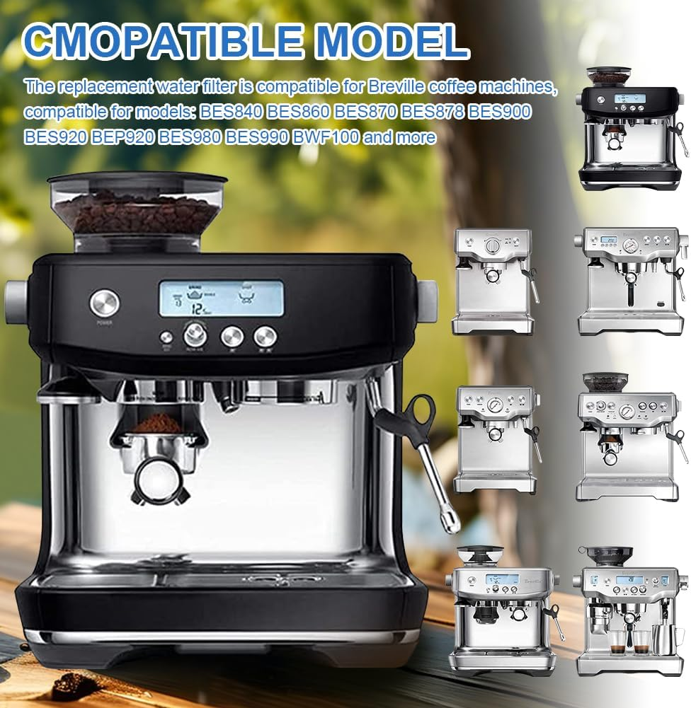 12-Pack Water Filter Compatible with Breville Charcoal Water Filters Replacement for Breville Coffee Makers BES840 BES860 BES870 BES878 BES900 BES920 BEP920 BES980 BES990 BWF100 and More.