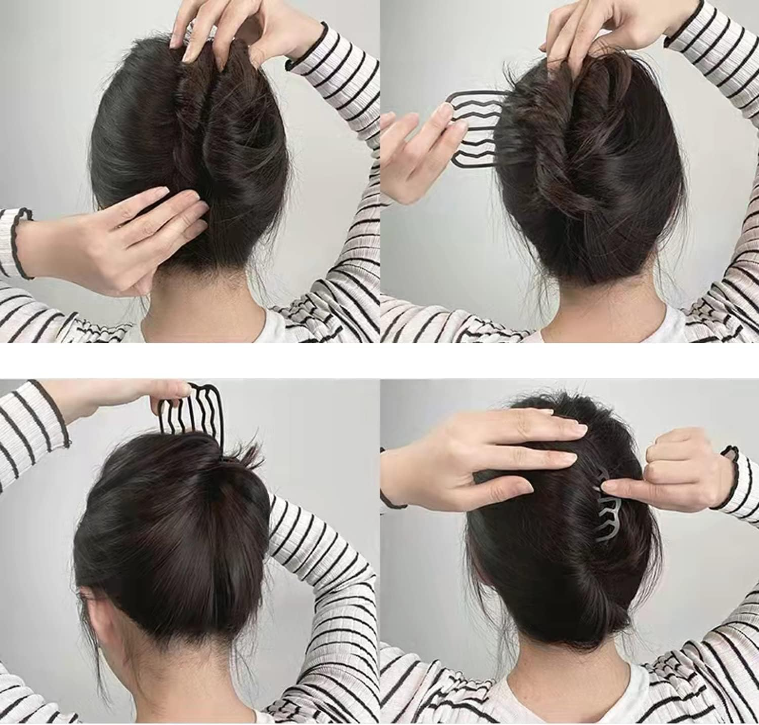 3 Piece Hair Fork Clip Vintage Hair Side Combs U Shape Teeth Alloy Paint Hair Pin Hair Clip Stick Women Hair Styling Tool Accessories, Black image number 2