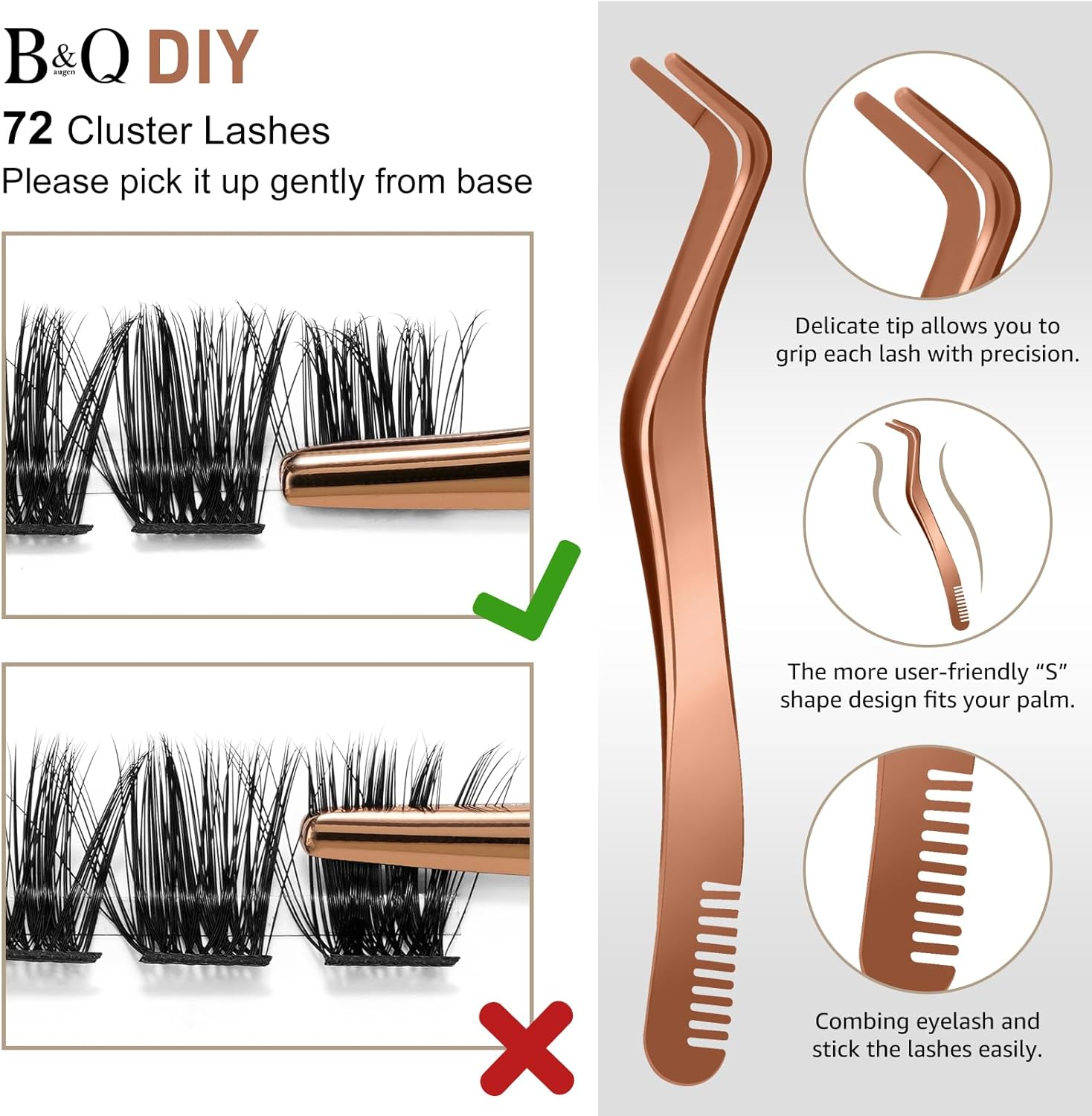 B&Qaugen DIY Lash Extension Kit B07 Lash Cluster Christmas DIY Eyelash Kit Individual Lashes Clusters with Mascara Brush Glue Remover Lash Applicators for DIY Eyelashes Extensions (Kit,B07) image number 1