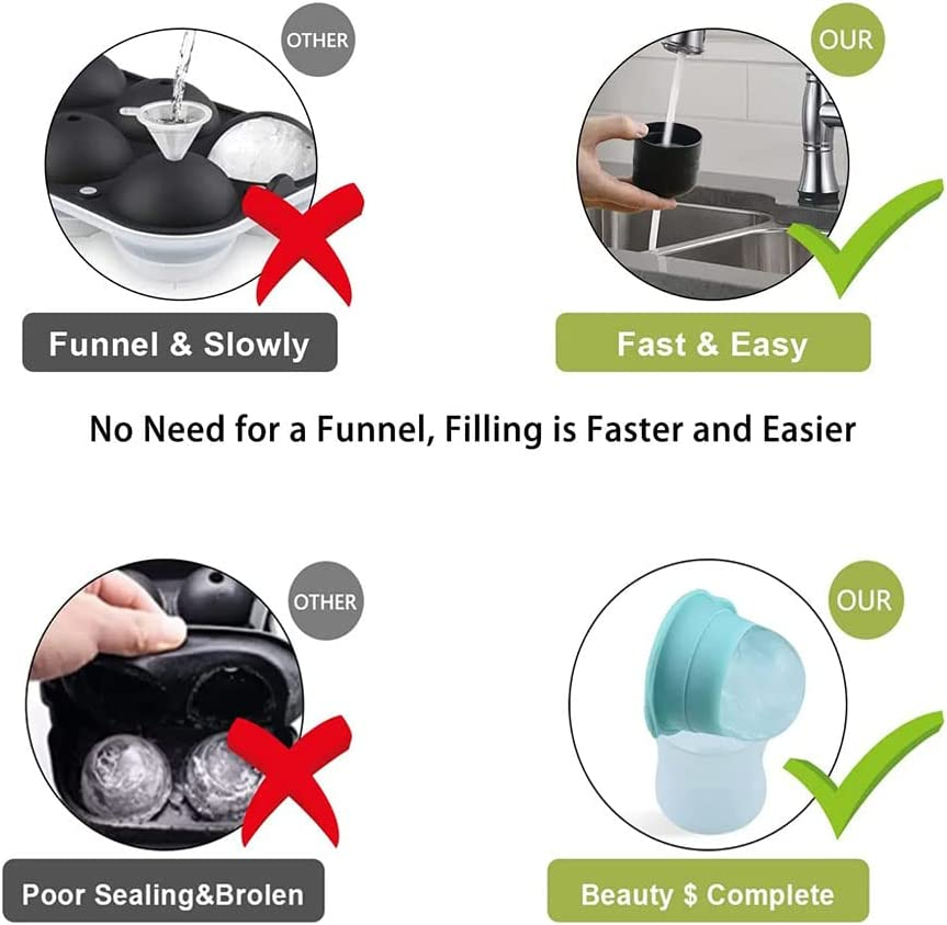 4Pcs Silicone Ice Ball Mould &ndash; Large Ice Sphere Maker, Ball-Shaped Ice Cube Tray for Whiskey & Cocktails, Reusable Freezer Safe Mold image number 1