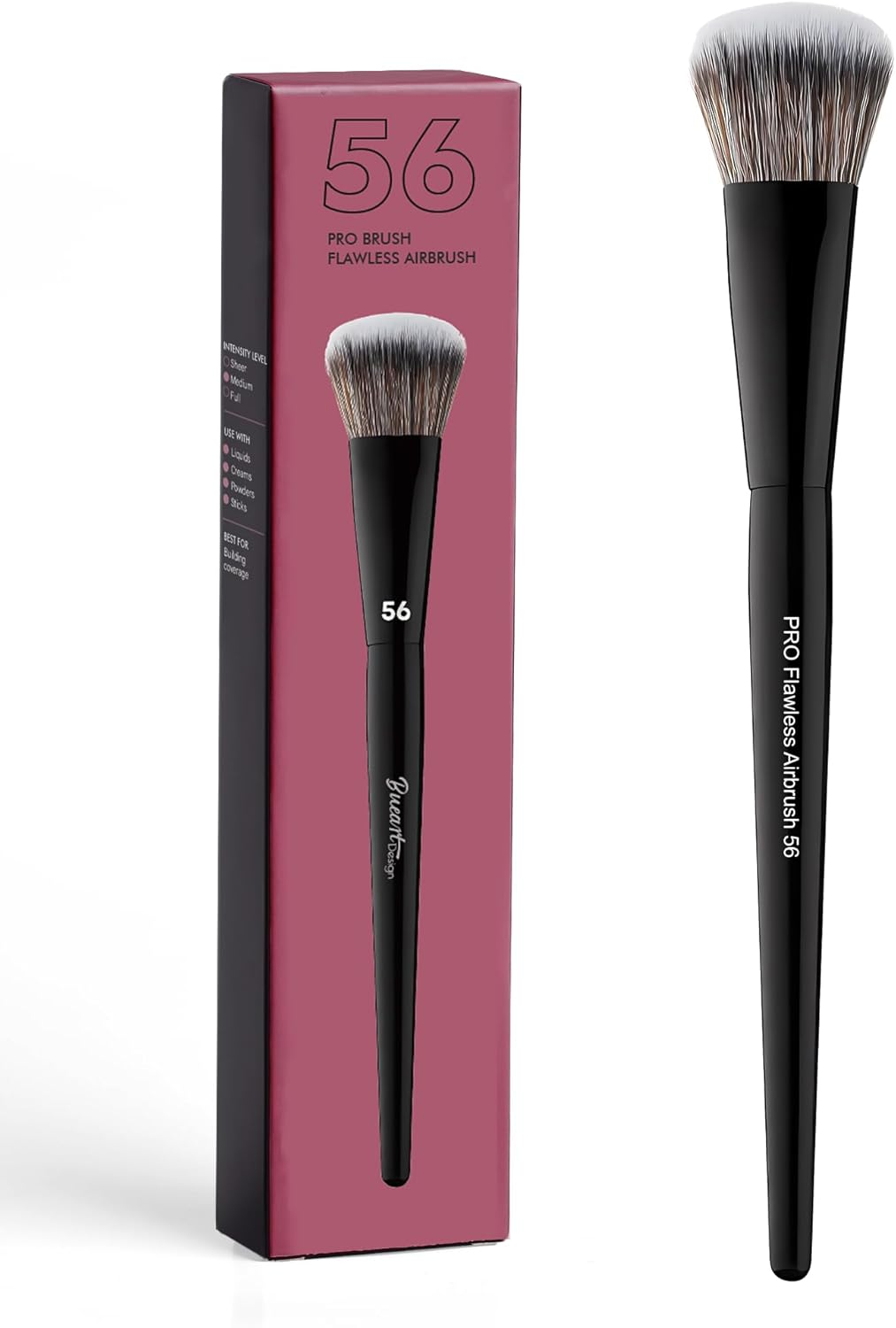 Bueart Design PRO Flawless Airbrush Makeup Brush 56 with Ultra-Soft Dense Bristles for Liquid,Cream,Powder image number 1