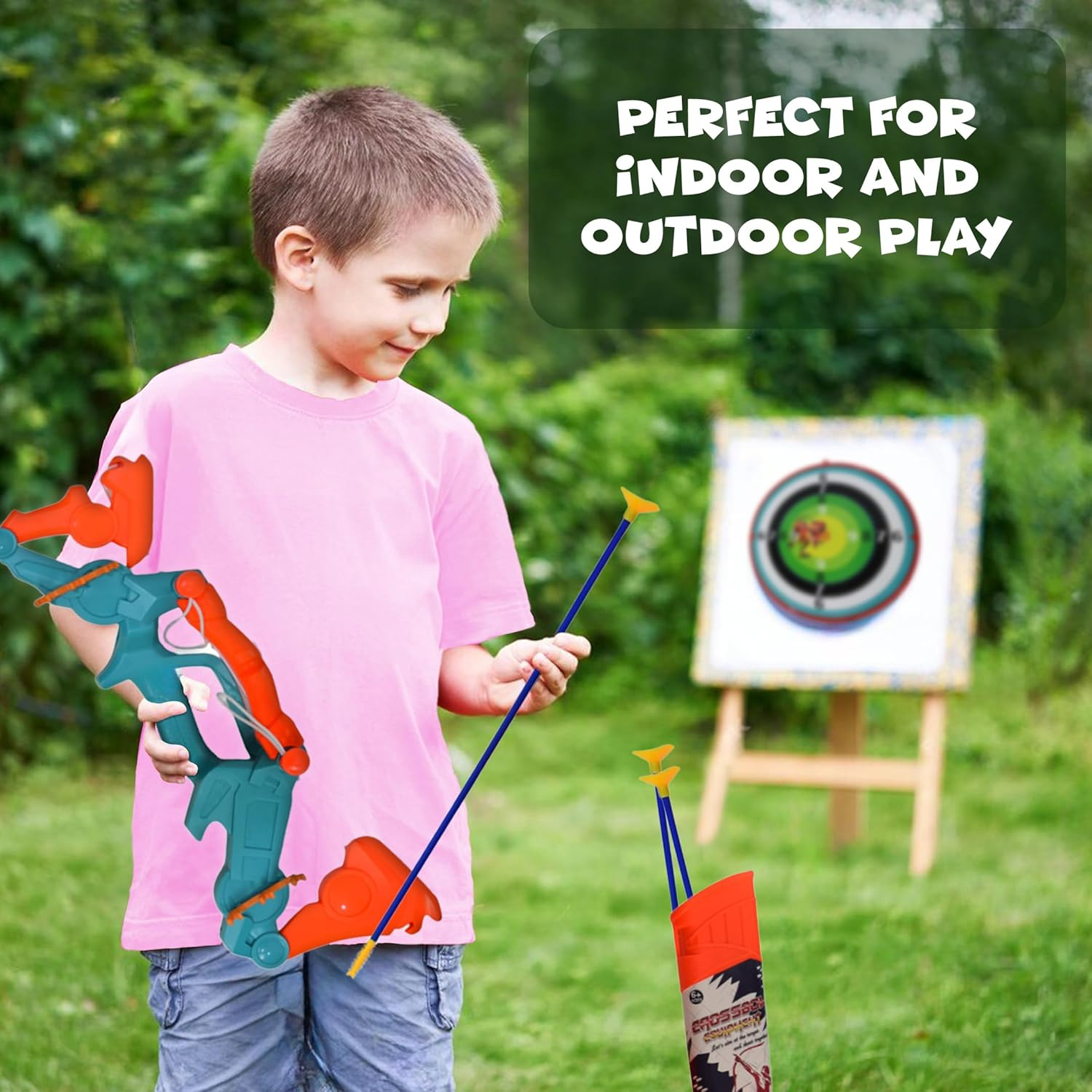 FUNFY Foldable Dino Theme Bow, Arrow and Dart Board Set Toy | Multicolor | Indoor/Outdoor Archery | Perfect for On-The-Go Adventures or Backyard Battles and Birthday Gifting for Kids image number 5