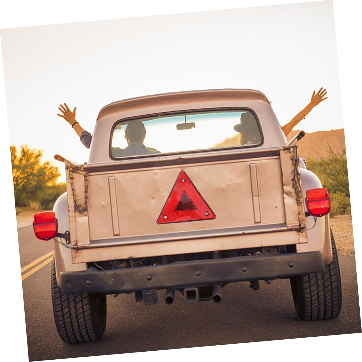 6Pcs Triangle Reflectors for Vehicle Safety Slow Moving Car Warning Signs High Visibility Reflective Triangle Kit Construction Easy Install and Replace image number 1