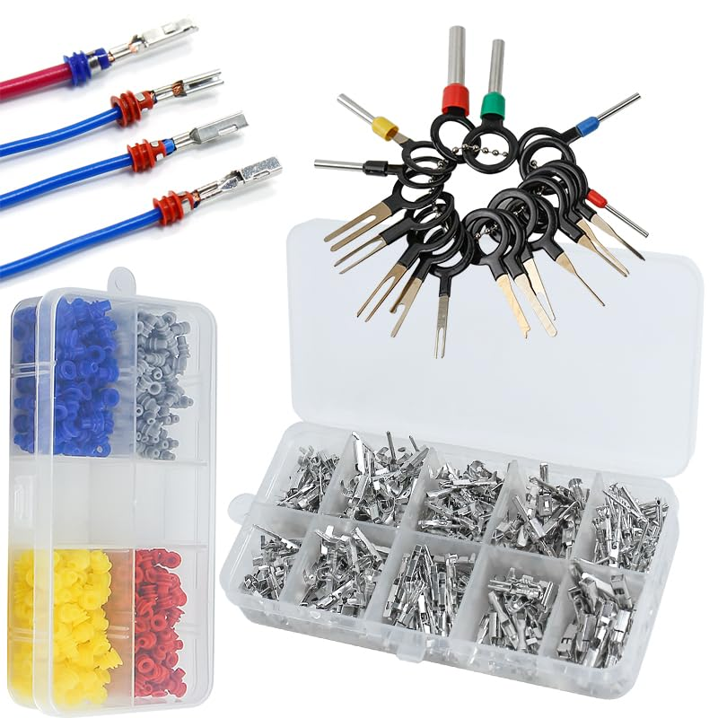 Aikoolwer Connector Pins Crimped Terminal Automotive Car Kit Electrical 1/1.5/1.8/2.2/2.8/3.5Mm Motorcycle ATV Wire Removal Non-Insulated Plug Male Female Crimp Set image number 4