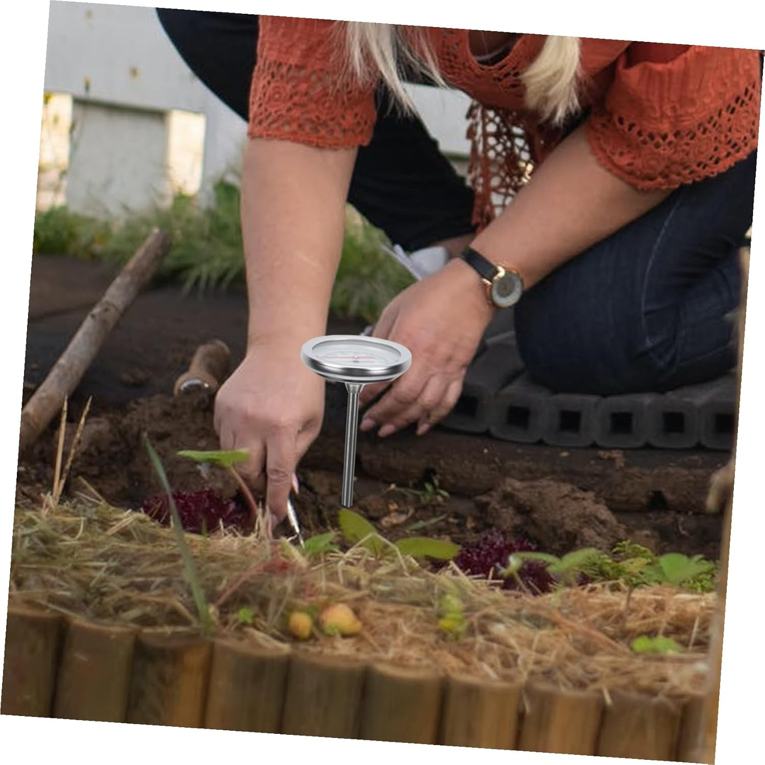 UPKOCH Stainless Steel Soil Thermometer Probe Garden Temperature Measuring Tool for Transplanting and Composting Physical Sensor Accurate C- Gardening Instrument image number 3