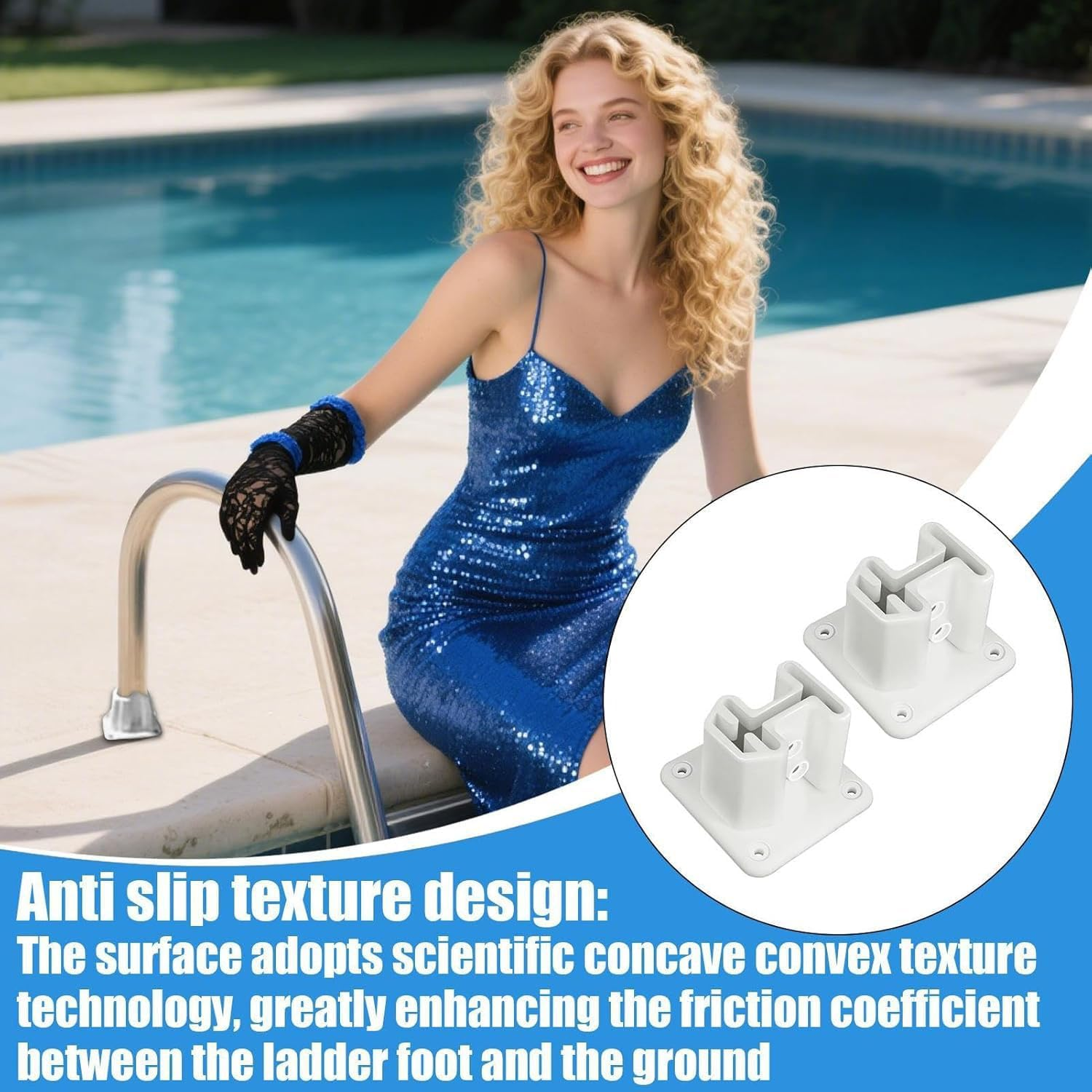 Upgraded Pool Ladder Flanges &ndash; Durable Resin Replacement Parts for In-Ground Pools | Swimming Pool Ladder Repair Component (Set of 2) image number 2