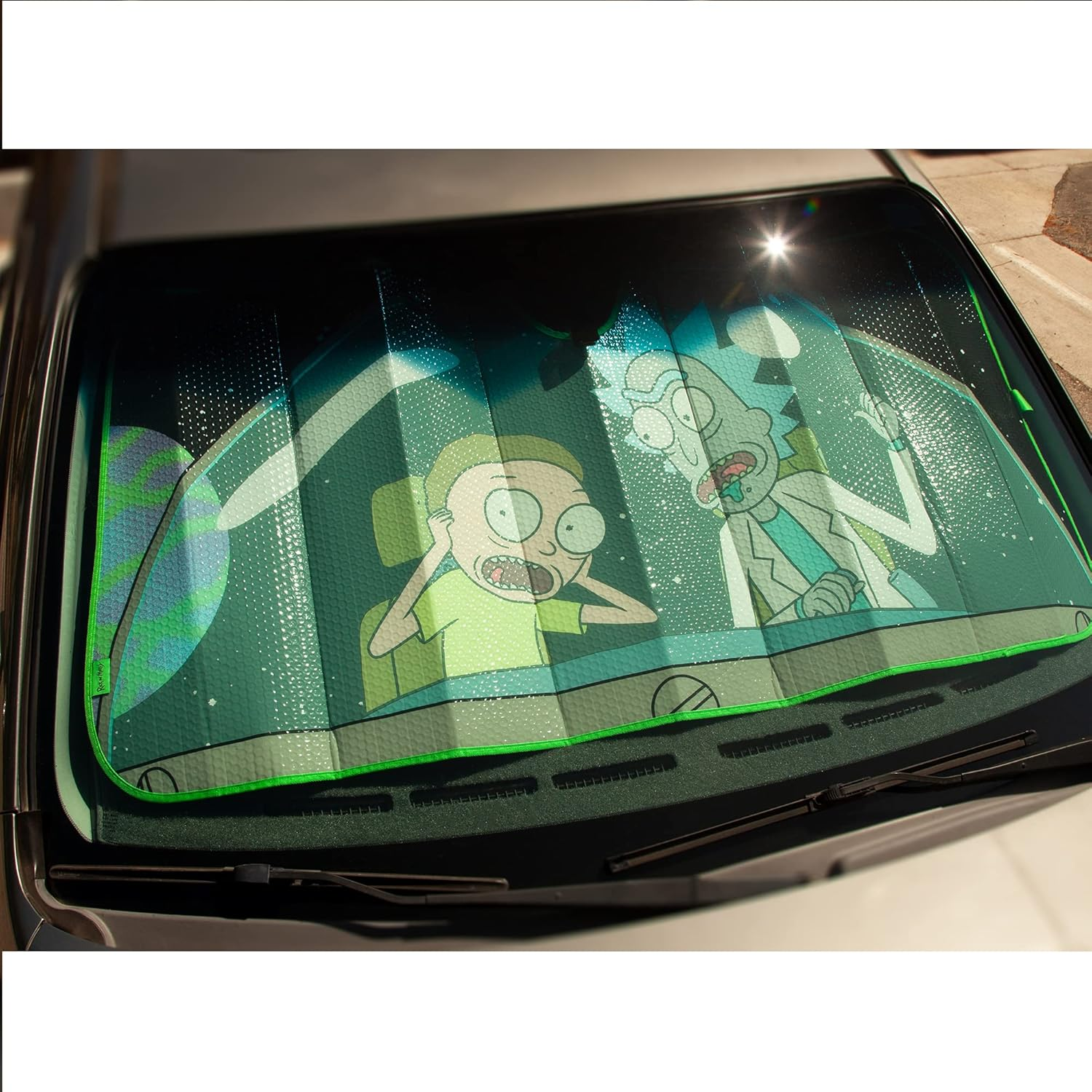 Plasticolor 003955W01 Warner Bros. Rick and Morty Accordion Sunshade, Silver image number 3