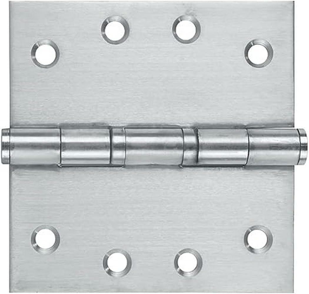 Romak 812590 Stainless Steel Fixed Pin Bearing Broad Butt Hinge, 100 Mm X 100 Mm Size, Brushed, Pack of 2