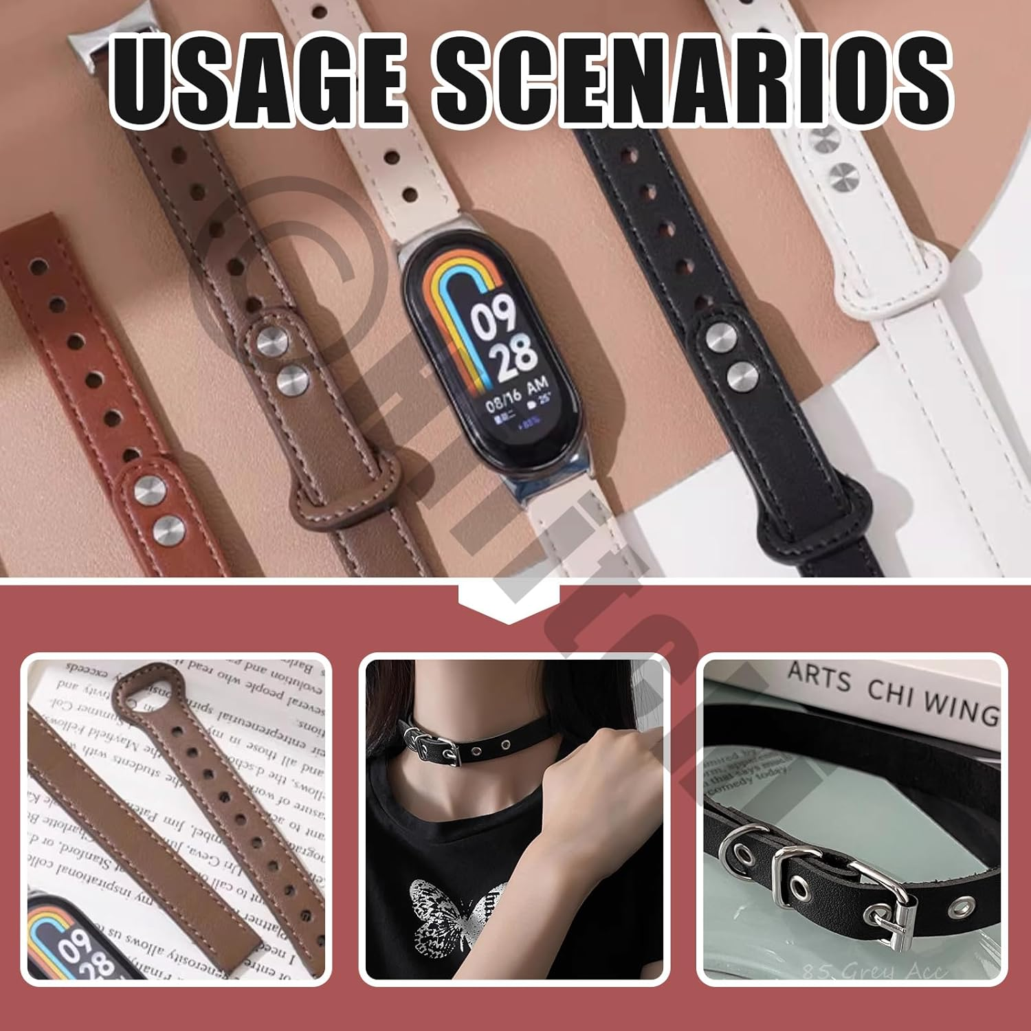 Hilitchi Black Leather Strips, 1 Inch Wide 78.7 Inch Length Double Sided Faux Leather Strips Flat Leather Straps Faux Leather Strips PU Leather Strips Belts for DIY Craft Projects image number 2