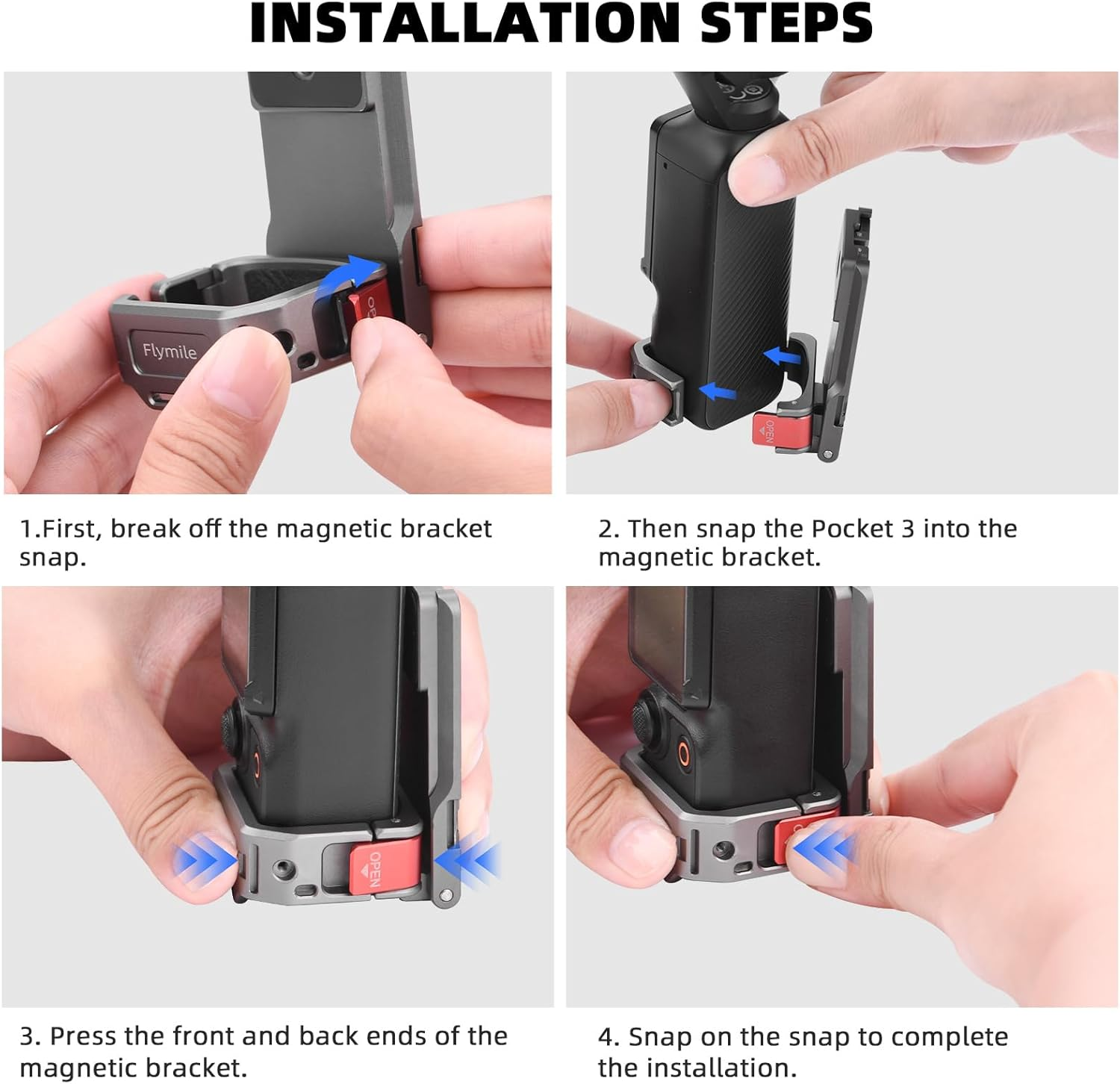 Flymile Pocket 3 Magnetic Mount, Magnet Expansion Adapter Holder with Cold Shoe on Iron Fence, Refrigerators Etc, Aluminum Alloy Mount Stand for DJI Osmo Pocket 3 Creator Combo Handle Accessories