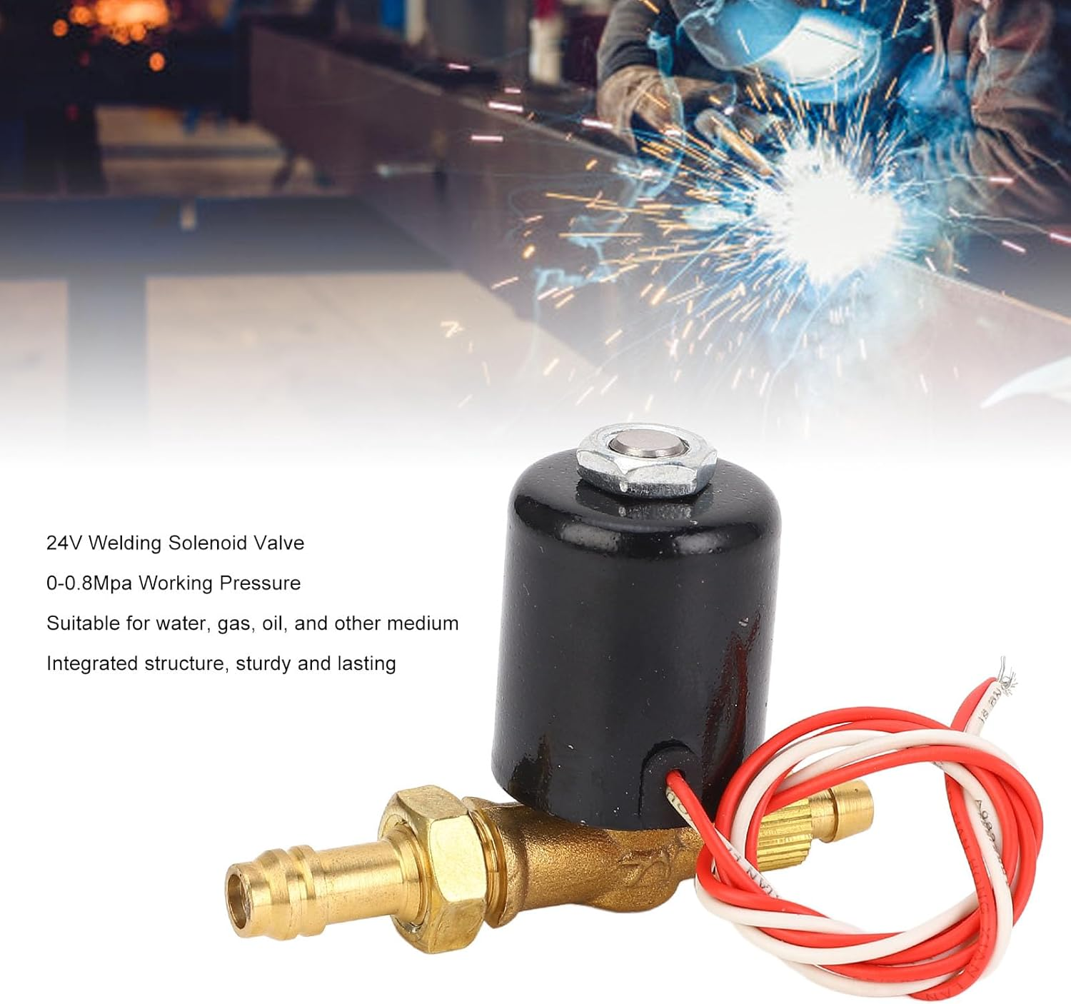 24V Electric Solenoid Valve, Normally Open Water Air Solenoid Valve with Duplex Display Terminals for Welding Machine, Clean Gases, and Liquids (DC24V) image number 5