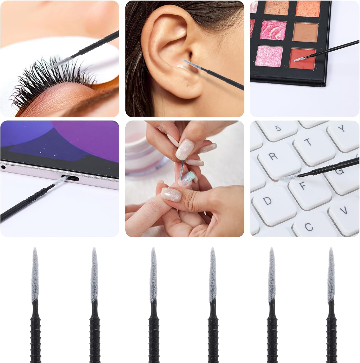 200Pcs Micro Brushes Micro Swabs, Precision Microswabs Spoolies for Eyelash Extensions, Disposable Mascara Wands for Clean Eyelash, Lash Mascara Applicators for Eye, Dental, Lashes, Brows