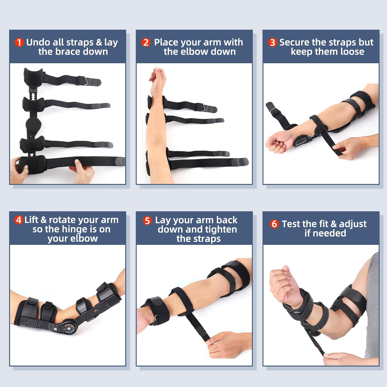 GHORTHOUD Hinged ROM Elbow Brace - Adjustable Post Op Elbow Brace Stabilizer Splint with Strap Sling Arm Injury Recovery Support after Surgery for Men Women (Right) image number 5