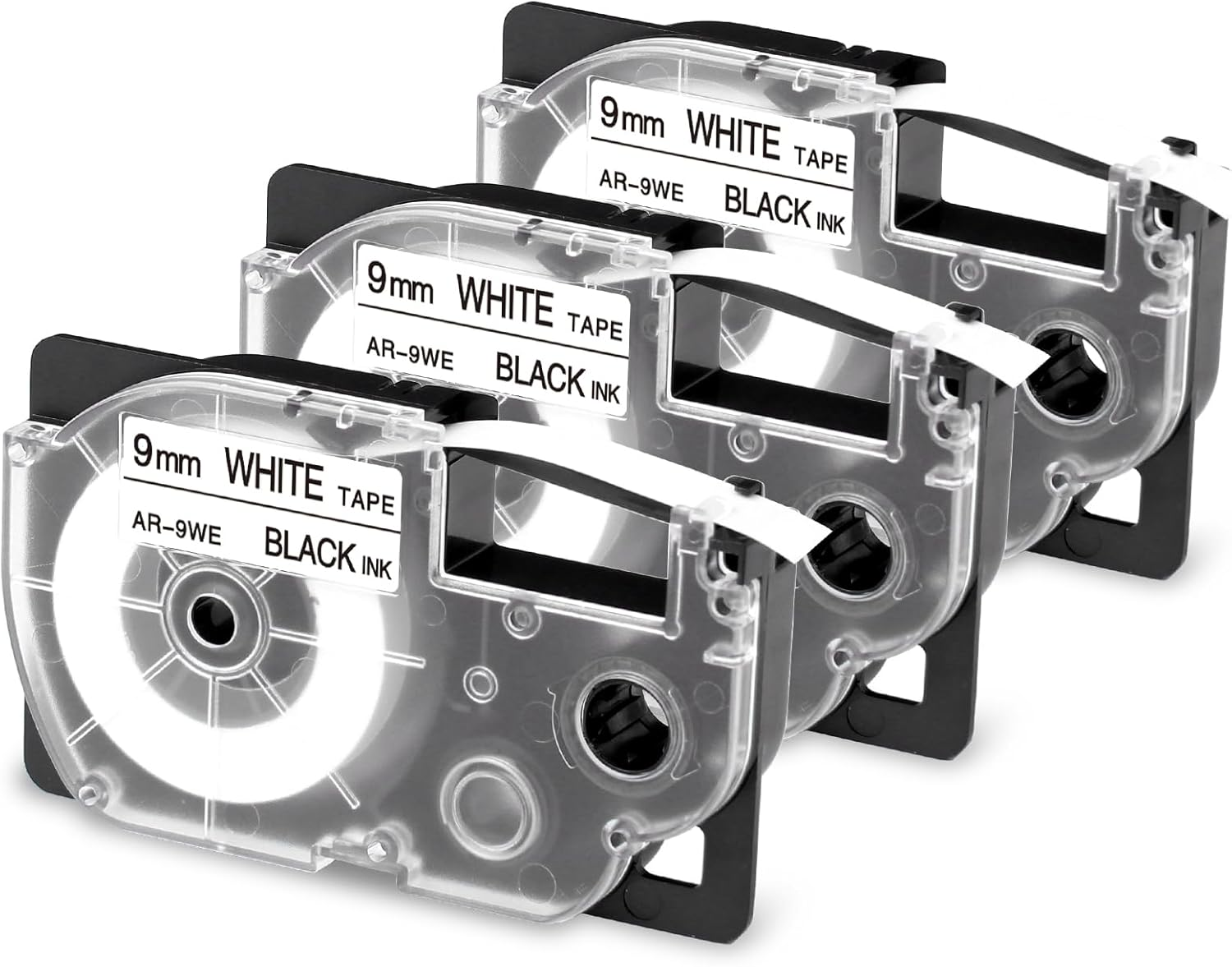 XR-9WE Replace for Casio Label It Tape 9Mm 3/8'' XR-9WE XR9WE XR-9WE2S Black on White Tape Cassette Comaptible Casio EZ Label Printer KL-750 KL-60 KL-100 KL-120 KL-430 KL-780 KL-7200, 3-Pack