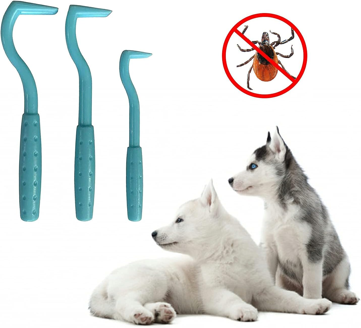 Cats and Humans Plastic Tick Puller Tick Grabber, 3Pcs Tick Remover Tick Remover Tick Puller Removal Tick Grabber,Tick Removal Tick Picker Flea Removal Tool,Tick Hook Louses Pliers Remover,Blue image number 6