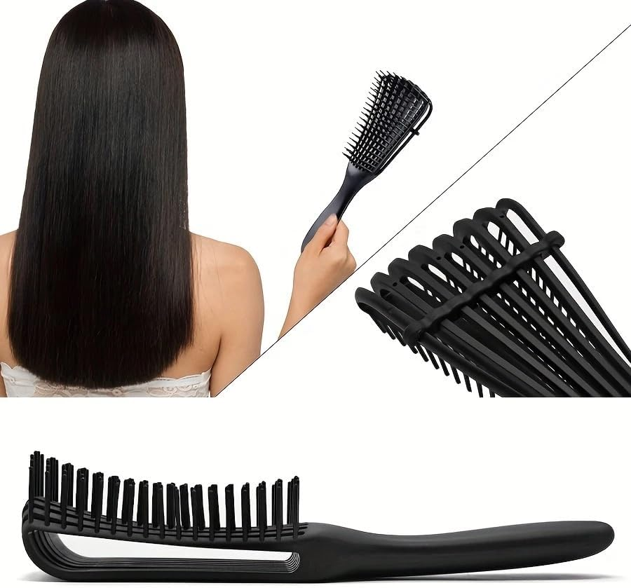 Detangling Hair Brush with Eight-Row Design, Anti-Static Styling, Easy Glide Technology, Black image number 5