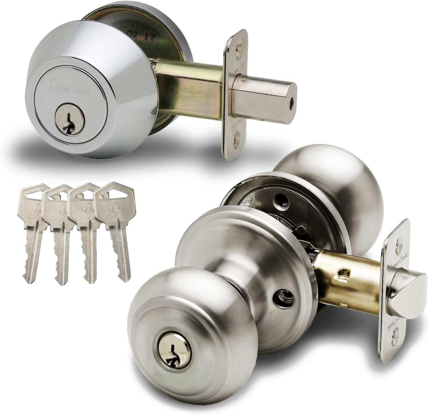 Copper Creek CKDB141BC Colonial Door Knob Keyed Alike with Deadbolt Combination, Black