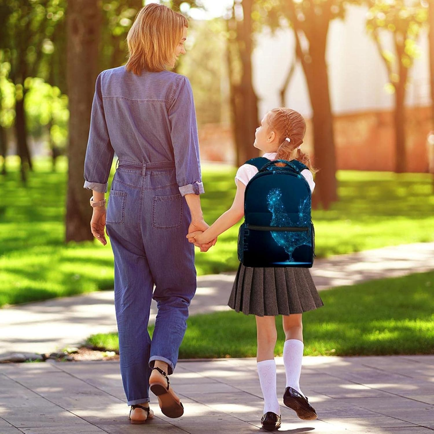 Abstract Rooster in the Form of a Starry Sky or Space Backpack Students Shoulder Bags Travel Bag College School Tote Backpacks image number 2