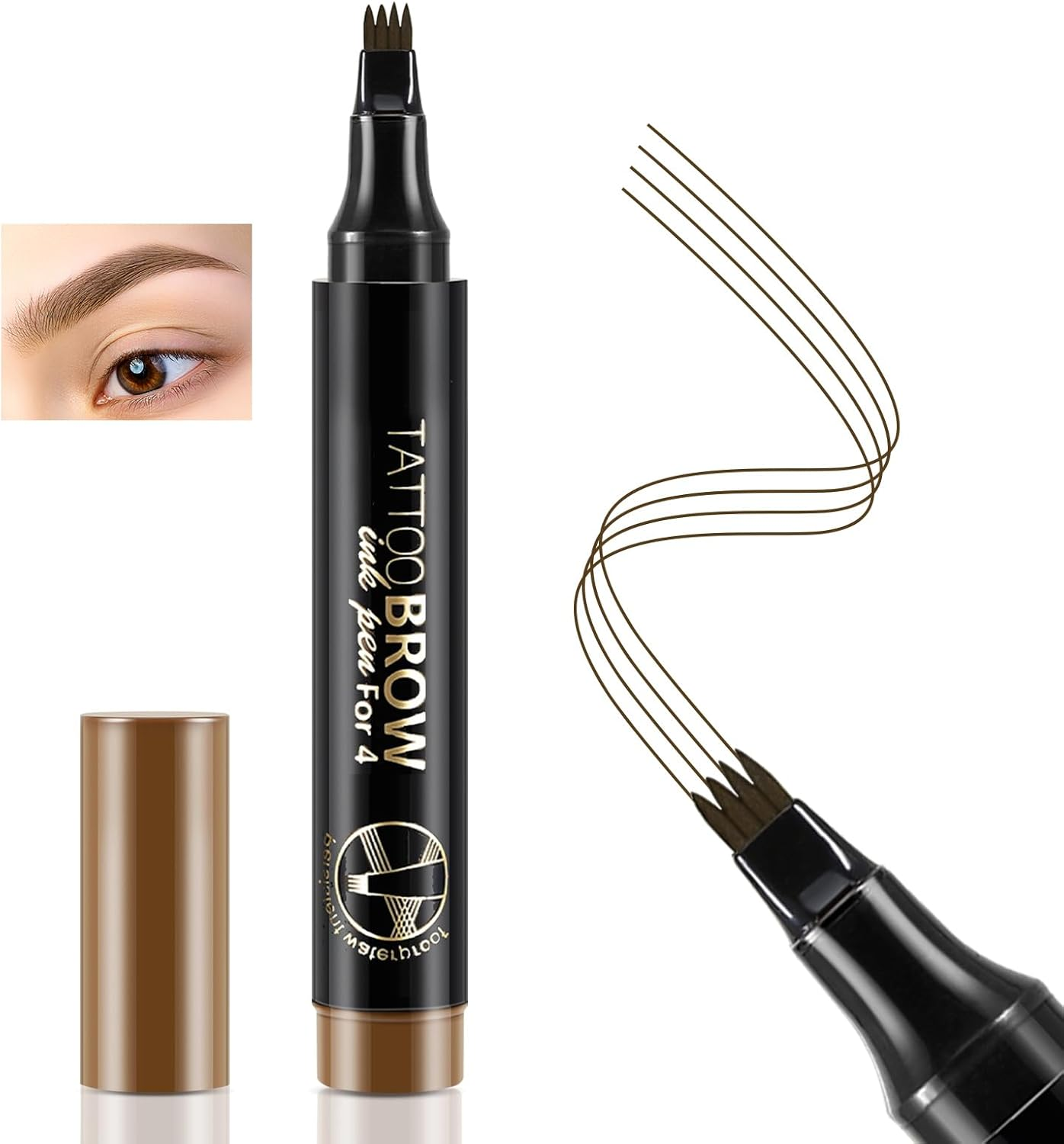 Boobeen Liquid Eyebrow Pen, Microblading Brow Pen with Precision Tip Applicator, Waterproof Eyebrow Pencil for Long-Lasting Eye Makeup