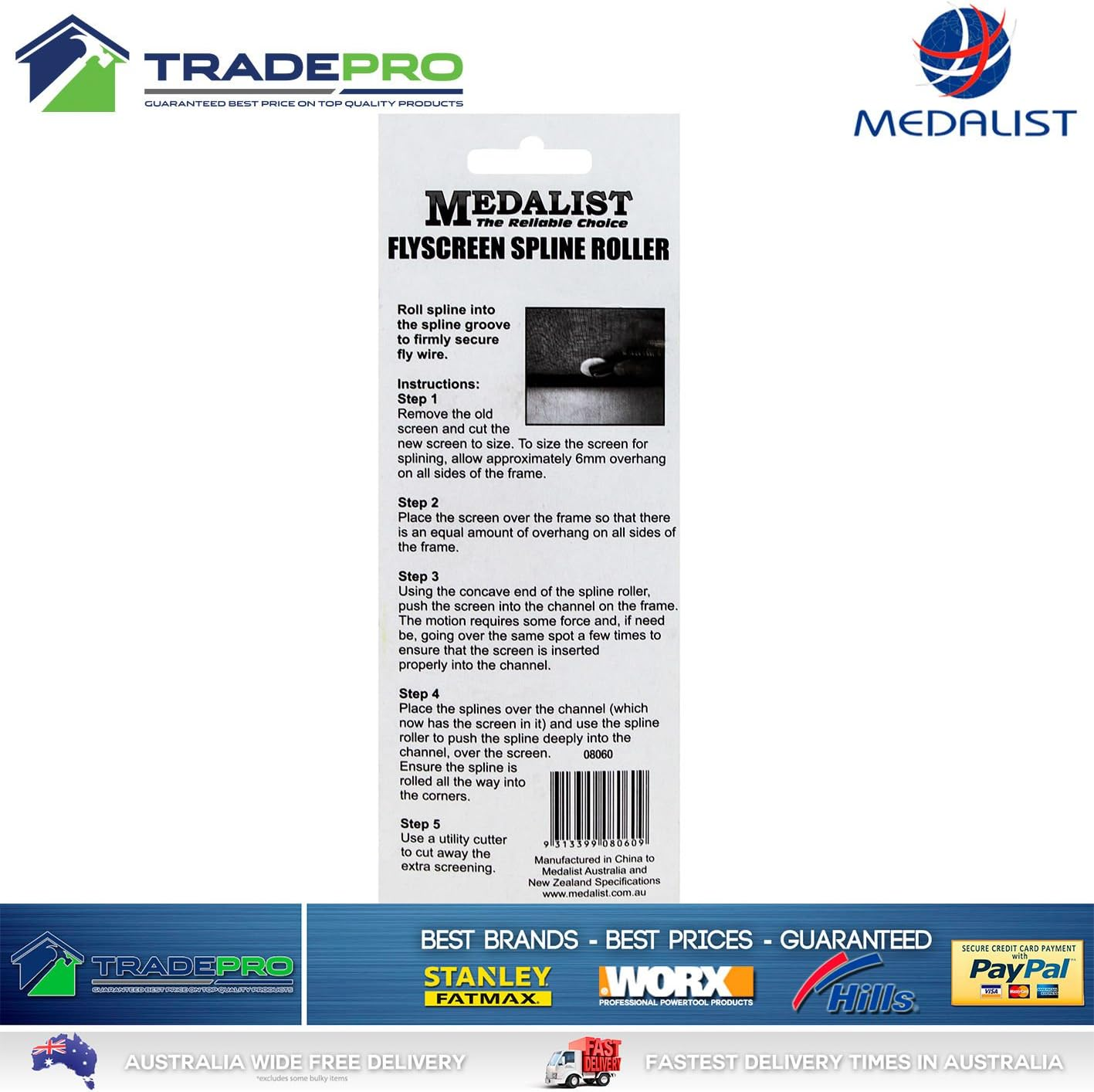 Flyscreen Spline Roller Wheel Medalist&reg; Rubber Fly Screen Frame Mesh A/C Filter image number 1