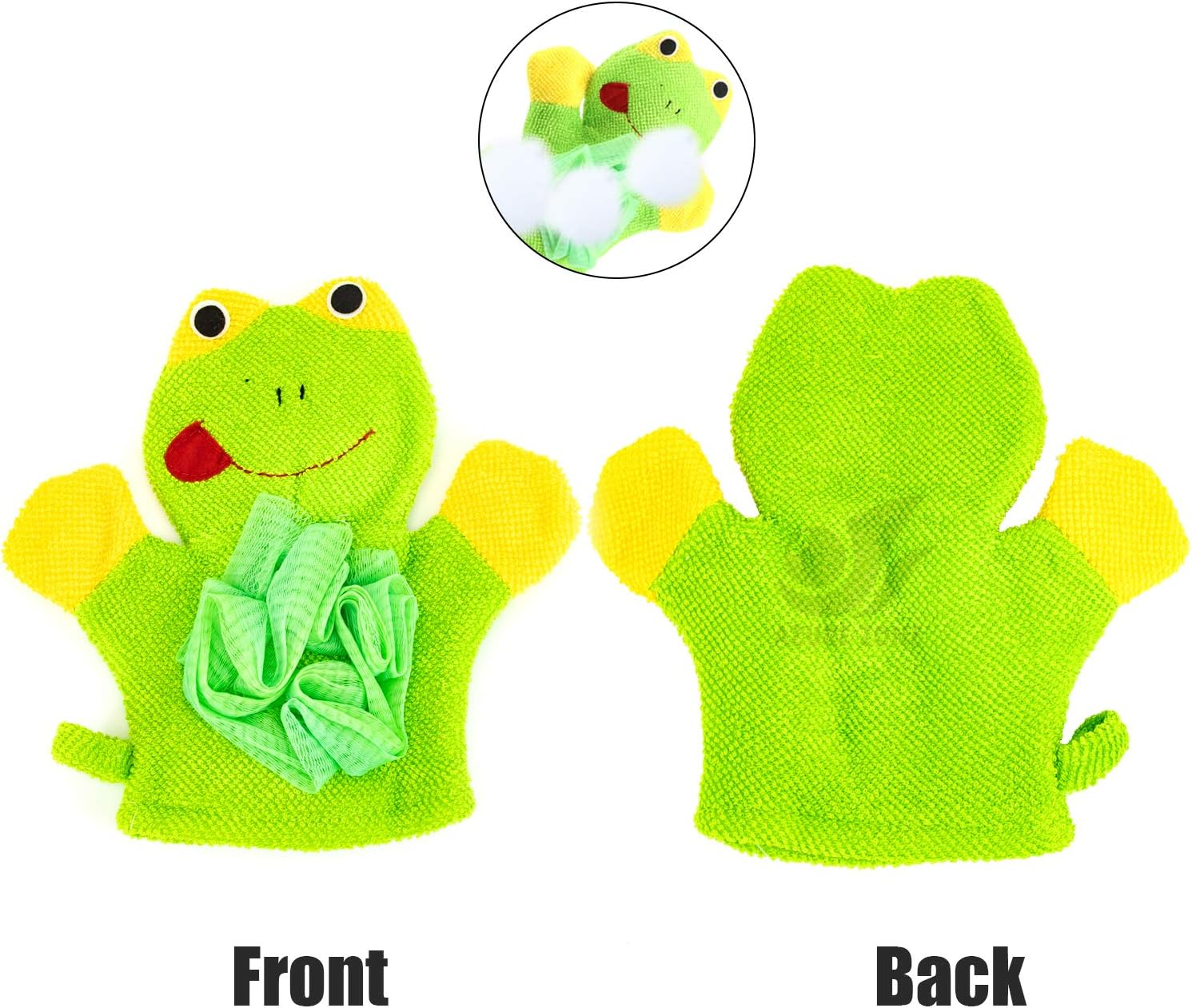 Azure Zone, 4 Pack Cartoon Hand Puppet Bath Wash Mitt Towel with Animal Designs for Bath and Shower image number 5