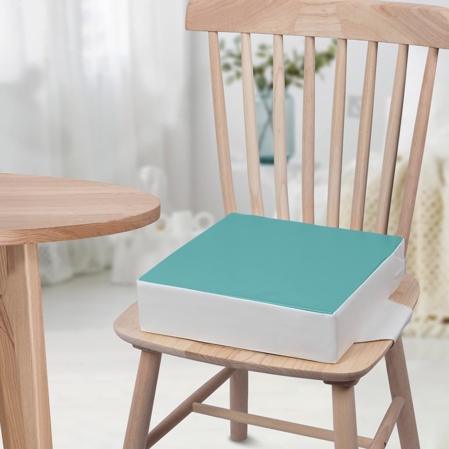 Haureigi Toddler Booster Seat Dining Cushion, High Seat Pad Baby Booster Seat Extra Thick Foam Portable Chair Pad Removable Washable Green image number 3