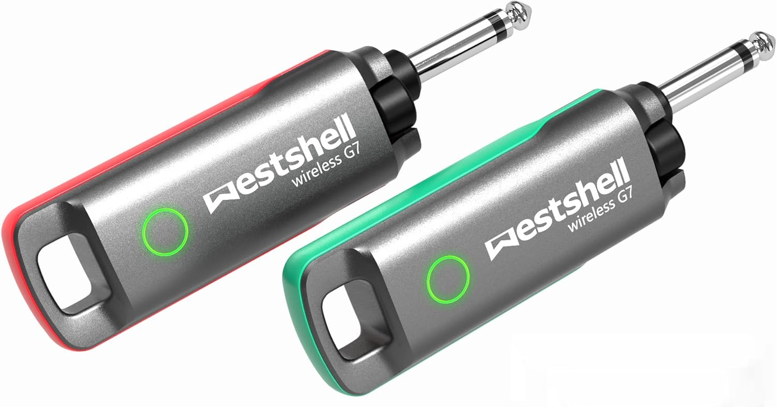 Wireless Guitar Transmitter Receiver, 1 Key to Switch Wireless Guitar System, Supports 10-Channel Transmission and Perfectly Compatible with Guitar Accessories with 6.35 Mm Audio Interface image number 2