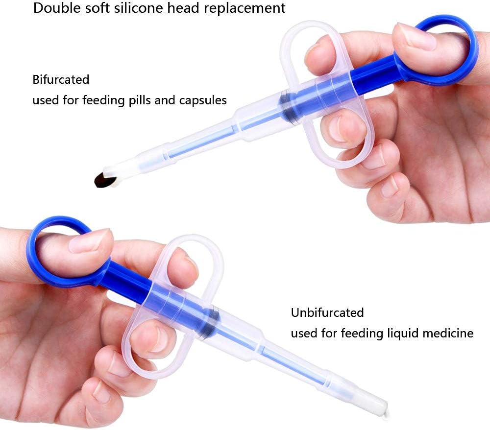 Nifocc Pet Medicine Feeder Pet Pill Syringe Pet Liquid Feeding Dispenser Feeding Tool with Soft Silicone Tip for Dogs Cats Birds Small Animals Blue and Red 2 Pcs image number 6