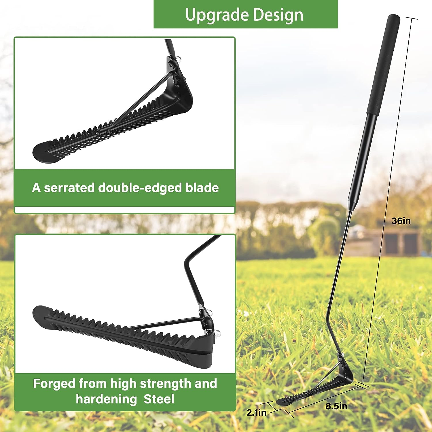 Dack Grass Whip with Double-Edged Serrated Sharp Blade,Swing Blade Grass Cutter,Weed Sling Blade,36" Manual Weed Whacker for Tall Grass and Overgrown Weeds in the Yard Ditches Forests and Fields image number 2