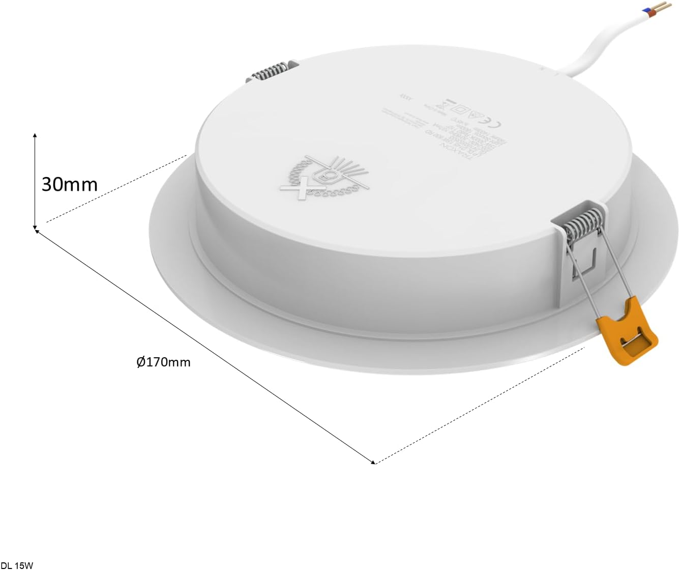TRAXON LUXPOINT LED Recessed Spotlight, Filbert Round, 15W, Warm Light, 3000K, 1800Lm, PS Ceiling Light, Integrated Driver, Ceiling Cut, Diameter 145-150Mm, IP20, Indoor (Warm Light 3000K, Pack 2) image number 6