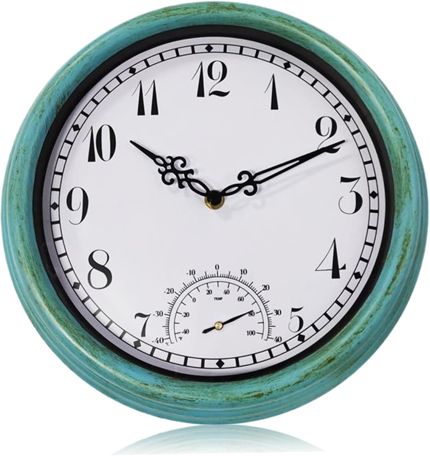 Outdoor Wall Clock 12 Inch Waterproof Outdoor Clock Vintage Retro Outdoor Clocks with Thermometer Non-Ticking Battery-Operated Outdoor Clocks for Patio Pool Porch Garden Outdoor Clock Thermometer image number 4