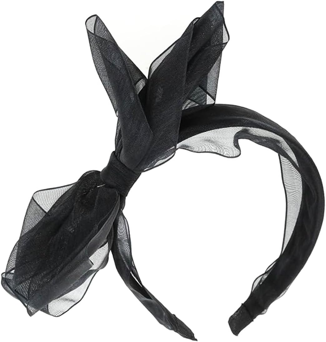 CENZICOM Women 80'S Party Lace Headband with Bow 80S Costumes Accessories, Set of 3 image number 1