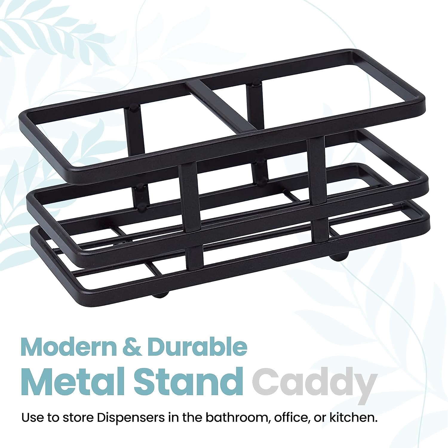 Square Glass Clear Lotion and Soap Pump Dispenser Set with Metal Stand Caddy for Bathroom Bath Kitchen Home Office Travel Hotel Hand Crafted Heavy Weight (Oil Rubbed Bronze)