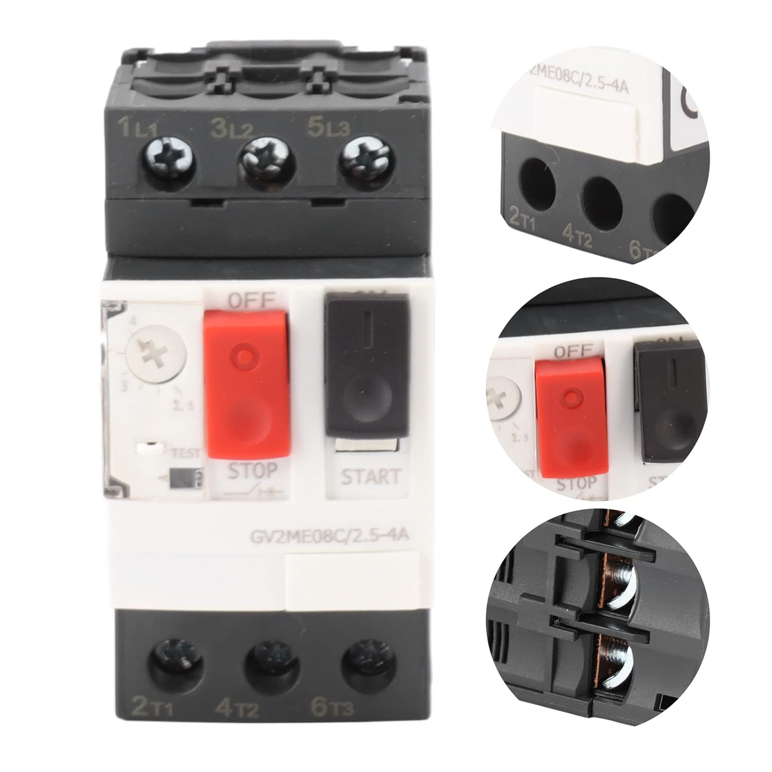 Motor Circuit Breaker, Silver Engineering Plastic Large Bearing Capacity 2.5‑4A Motor Start Stop Switch for Power Equipments image number 6