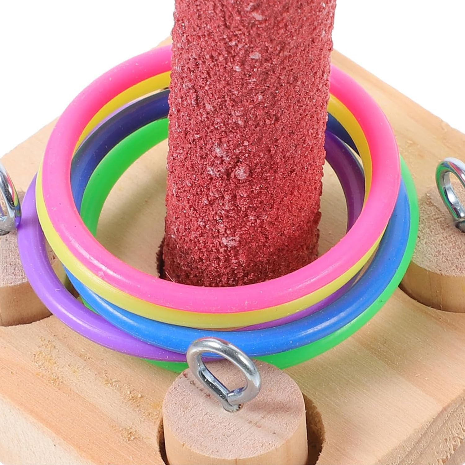 1 Set Parrot Educational Toy, Bird Intelligence Training Toy, Wooden Bird Toys Interactive Puzzle, Parrot Training Toy for Parrots Beak Grinding Chew Toy Pet Education Tabletop Toy (1 Pillars-5 Loops) image number 2