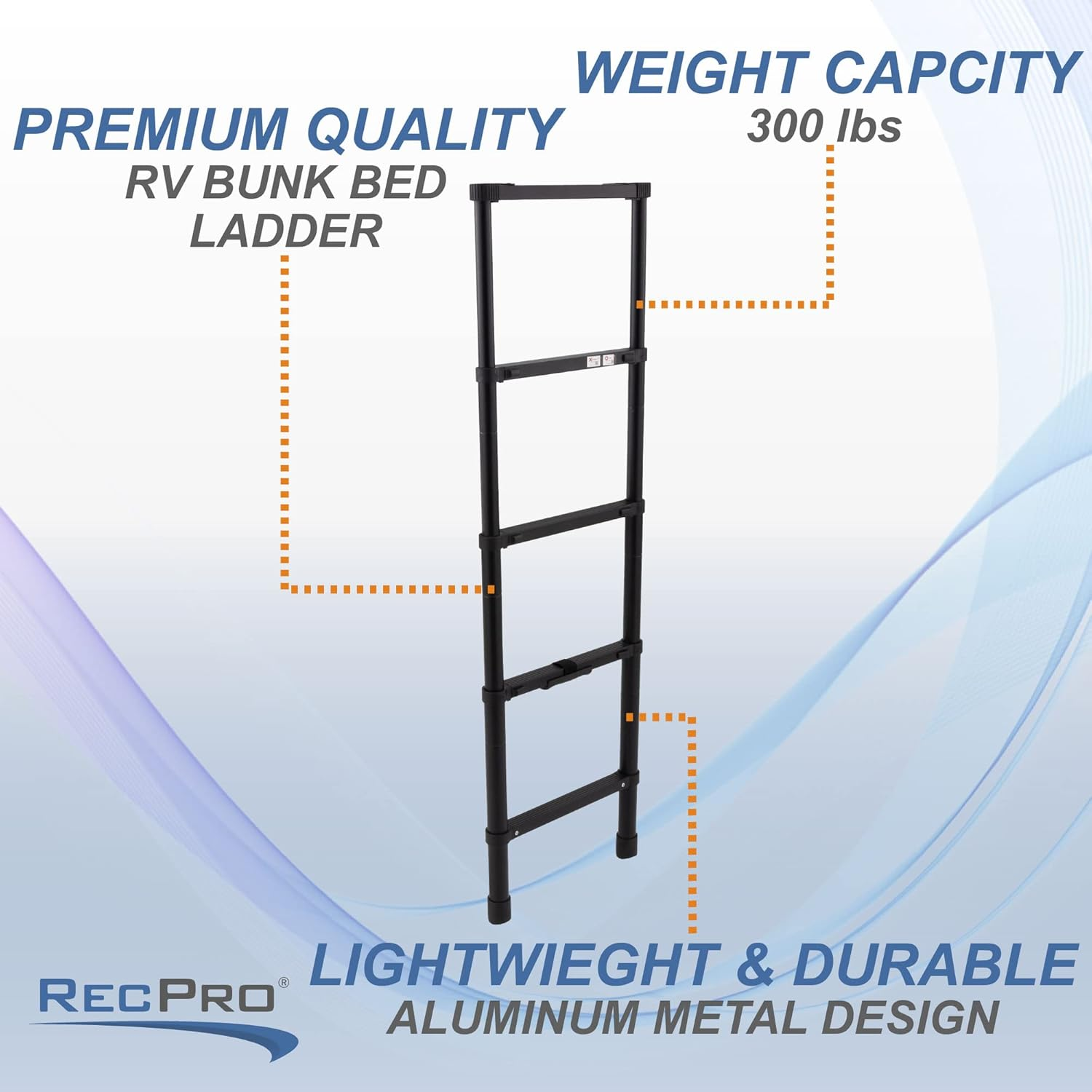 Recpro RV Telescoping Bunk Bed Ladder | Includes Mounting Brackets | Lightweight Aluminum Collapsible Construction (60") image number 4