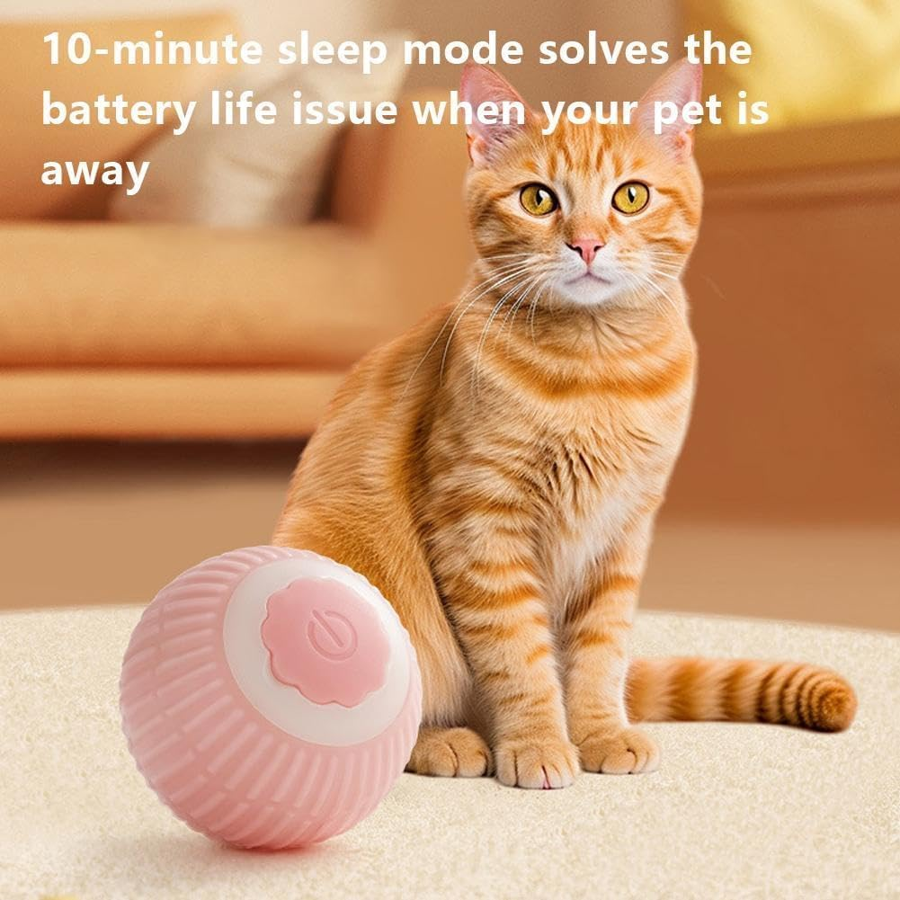 NEOVSUNY Cat Toy Electric Cat Ball, Interactive Cat Toy Ball, Cat Toy Self-Employment Automatic USB 360&deg; Rollball Intelligence Cat Toy for Cats (Pink2) - Blue 2 image number 3