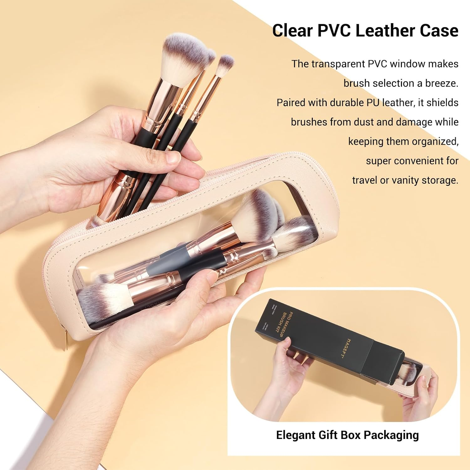 MAGEFY 12Pcs Makeup Brushes with Bag, Double-End Multi-Functional for Foundation Powder Blush Eyeliner Eyeshadows Makeup Brush Set with Gift Box (Black Gold)