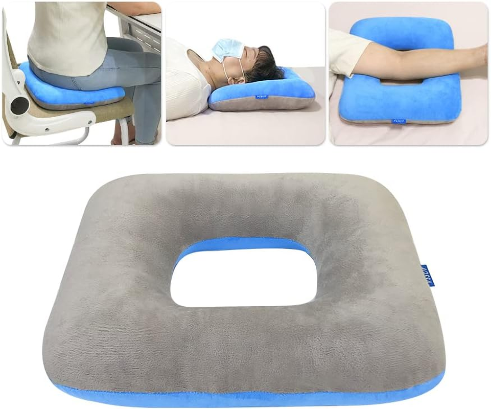 Donut Pillow Hemorrhoid Postpartum Pregnancy Doughnut Pillow for Bed Sores Piercing Donut Seat Cushions Head Hip Ear Piercing Sciatica Post Surgery Chair Seat Pads (Blue/Grey)
