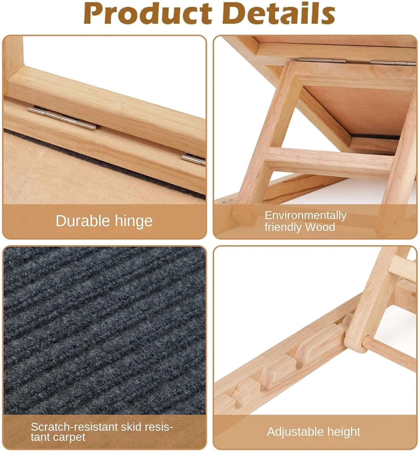 Dog Ramp for Bed, Pet Stairs Ramp, Dog Stairs for Car with Non-Slip Rug Surface, Portable Dog Steps for Medium & Large Dogs Get into a Car, Support up to 88 Lbs image number 1