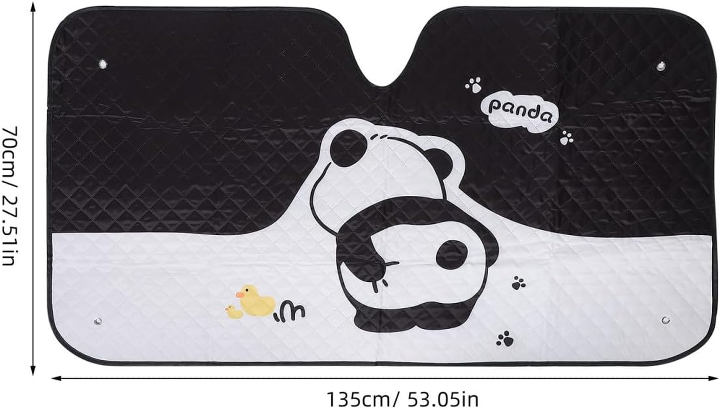 ULTECHNOVO Panda Car Windshield Sun Shade Cute Design Vehicle Sunshade Front Window Uv Protection Summer Heat Blocker Fits Most Cars image number 6