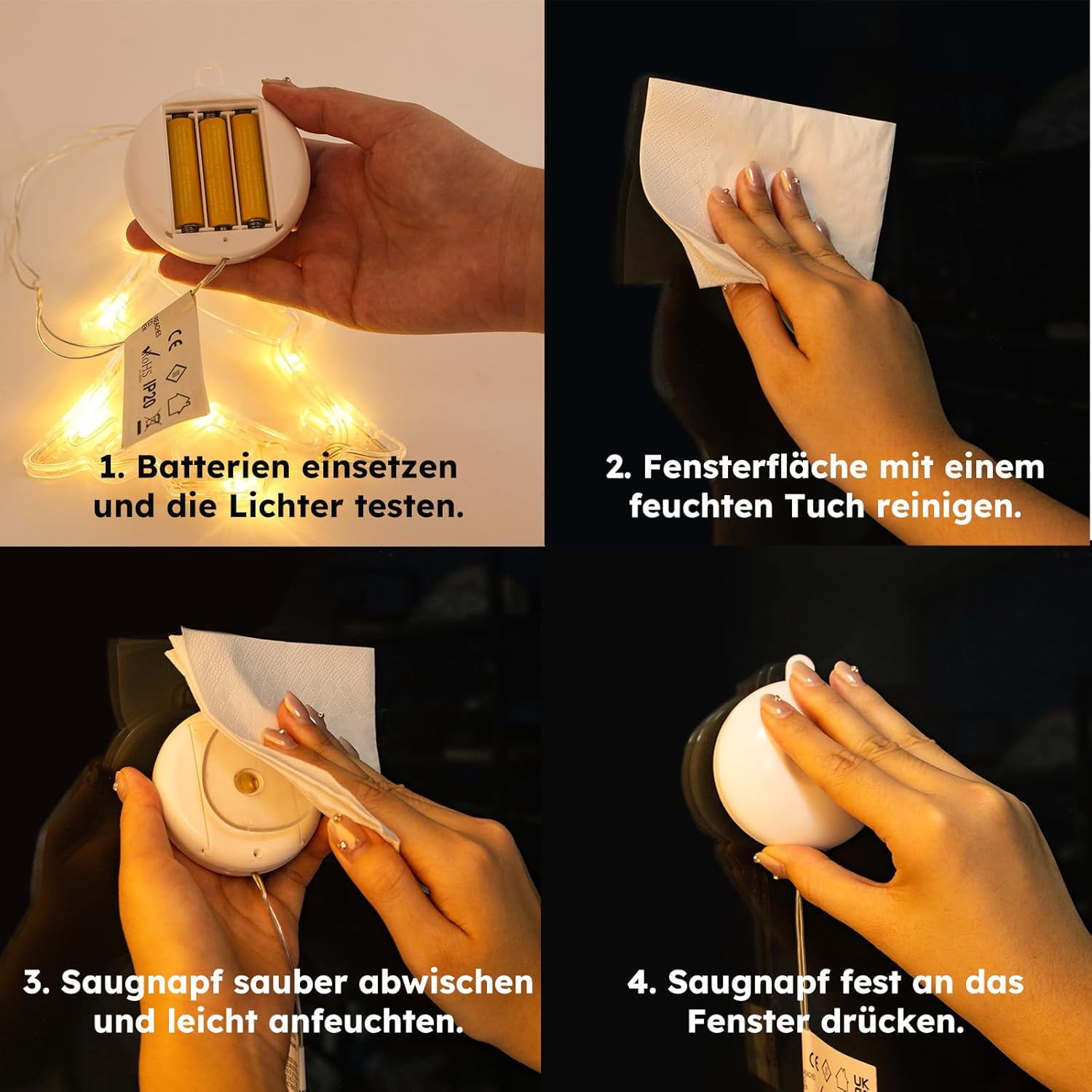 LEDYA Christmas Window Lights, Pack of 2 Bell & Christmas Tree, Warm White Fairy Lights, Battery Operated with Suction Cup & Timer, Window Fairy Lights for Christmas Decoration, Party, Wedding image number 2